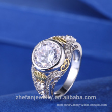 Custom Made Two Tone Cubic Zirconia Ring From China Supplier